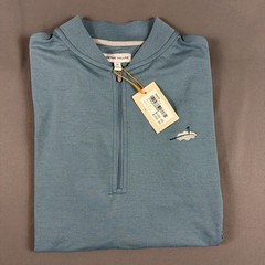 Peter Millar Golf Pullover Crown Sport Chest Logo 1/4 Zip Medium Rainfall $150
