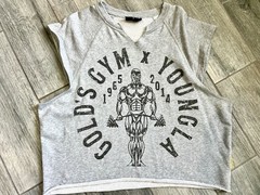 YoungLA 5069 Golds Gym Vintage Cut-Off Heather Grey Men, Size Large