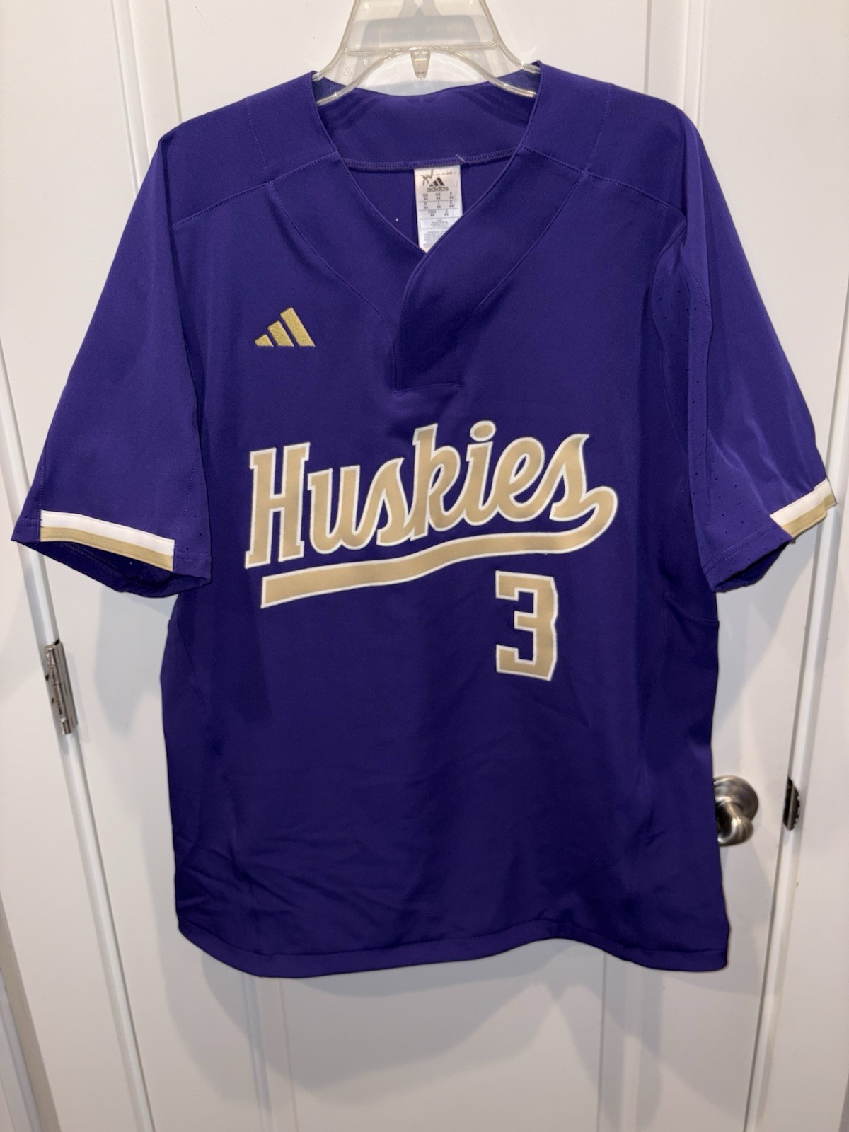 NEW MENS SZ 44 AUTHENTIC ADIDAS WASHINGTON HUSKIES TEAM ISSUED BASEBALL JERSEY gallery