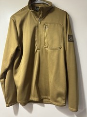 Grunt Style Men’s 1/4 Zip Fleece Pullover Mock Neck Tan Solid Logo Size M