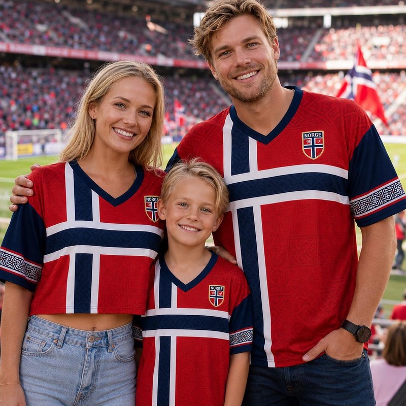 Norway Soccer Jersey, Custom Football Shirt, Red Nordic Flag Jersey, Game Day gallery