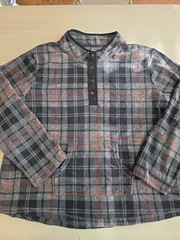 Cuddle Duds Mens 2XL Pullover Long Sleeve Fleece Shirt Gray Black Striped NWT