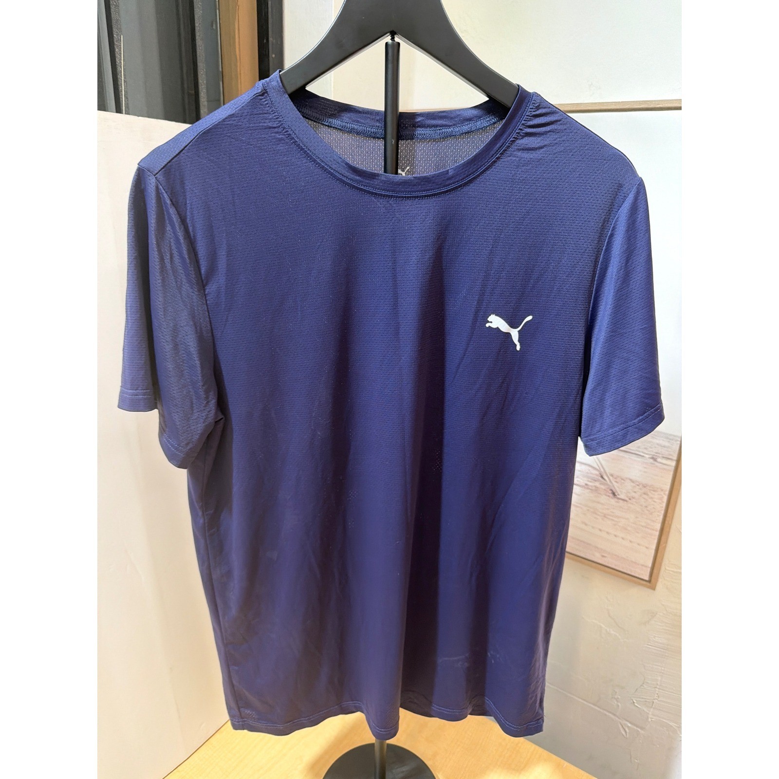 Puma Mens Active Training T-Shirt Navy Blue Mesh Performance Gym Top Size Small gallery
