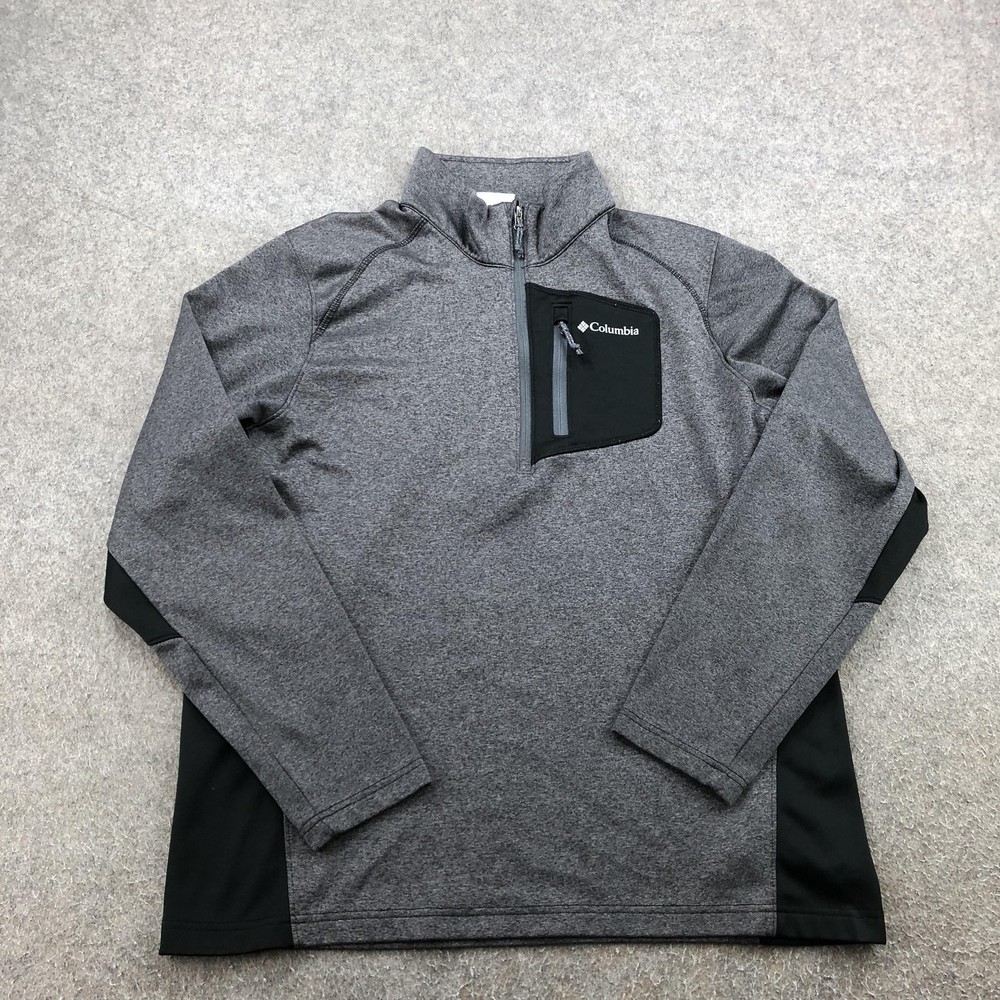 Columbia Pullover Mens Large Gray 1/4 Zip Chest Pocket Long Sleeve Top Hiking