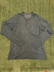 Lululemon Mens XL Henley Tee Long Sleeve Blue Teal Active T Shirt Activewear