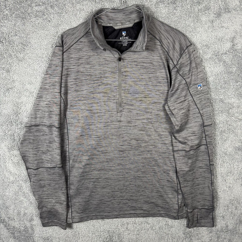 Kuhl Alloy Shirt Mens Large Heather Gray 1/4 Zip Outdoor Casual Hiking Baselayer