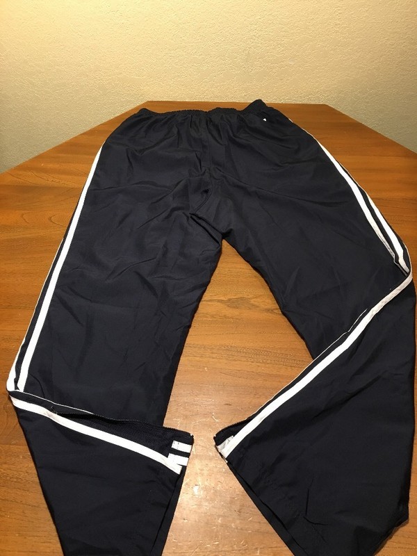 Adidas Mens S Sweat Pants Wind White Stripes Soccer Track Mesh Blue Polyester gallery