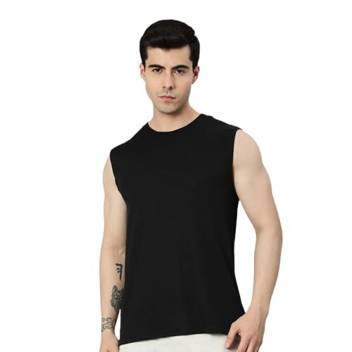 Faricon Men's Super Combed Cotton Rib Solid Round Neck Muscle Vest gallery
