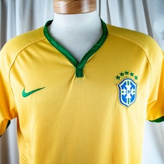 Brazil CBF Vintage Yellow Green Blue White Men Athletic Soccer Top Size M