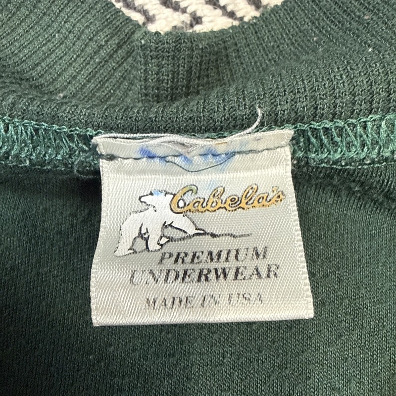 VTG Cabelas MENS XL 1/4 Zip Long Sleeve/ Pants Baselayer Green Pair Set USA 90s gallery