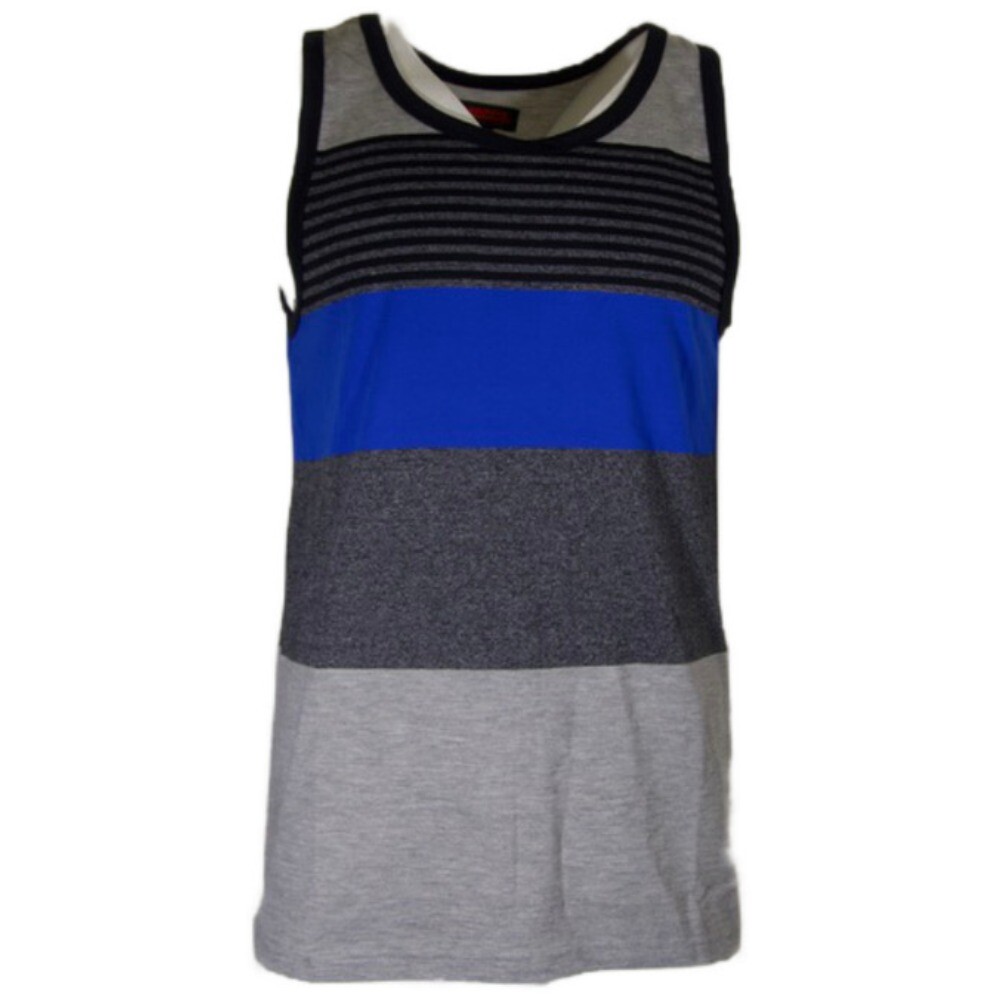 3 Pack Men's Tank Top Horizontal Multi Stripe Sleeveless T-Shirt Red, Blue, Grey gallery