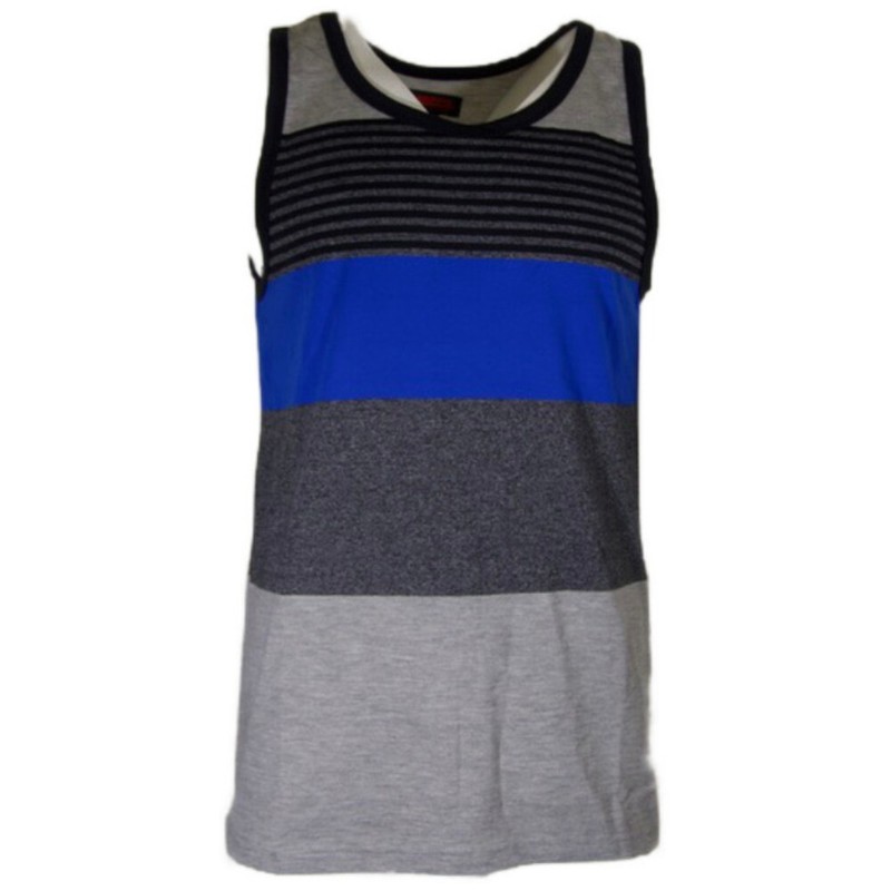3 Pack Men's Tank Top Horizontal Multi Stripe Sleeveless T-Shirt Red, Blue, Grey gallery
