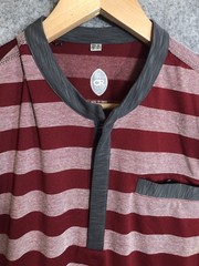 Club Ride Shirt Mens Medium Red Stripe Henley Performance Stretch MTB Cycling
