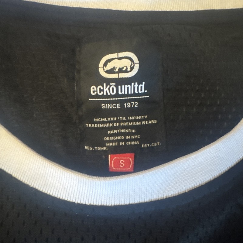 Ecko Unltd. Men's Black Mesh Hooded Long Sleeve Graphic Jersey Tee Size S, 0736 gallery
