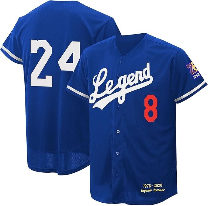 Design 8 24 Legend Baseball Jersey White Blue Top Embroidered Custom Name gallery