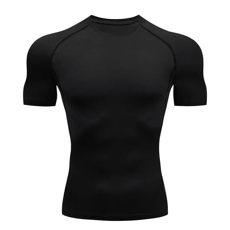 Men Compression Running T Shirt Fitness Tight Short Sleeve Tshirt Training Gym gallery