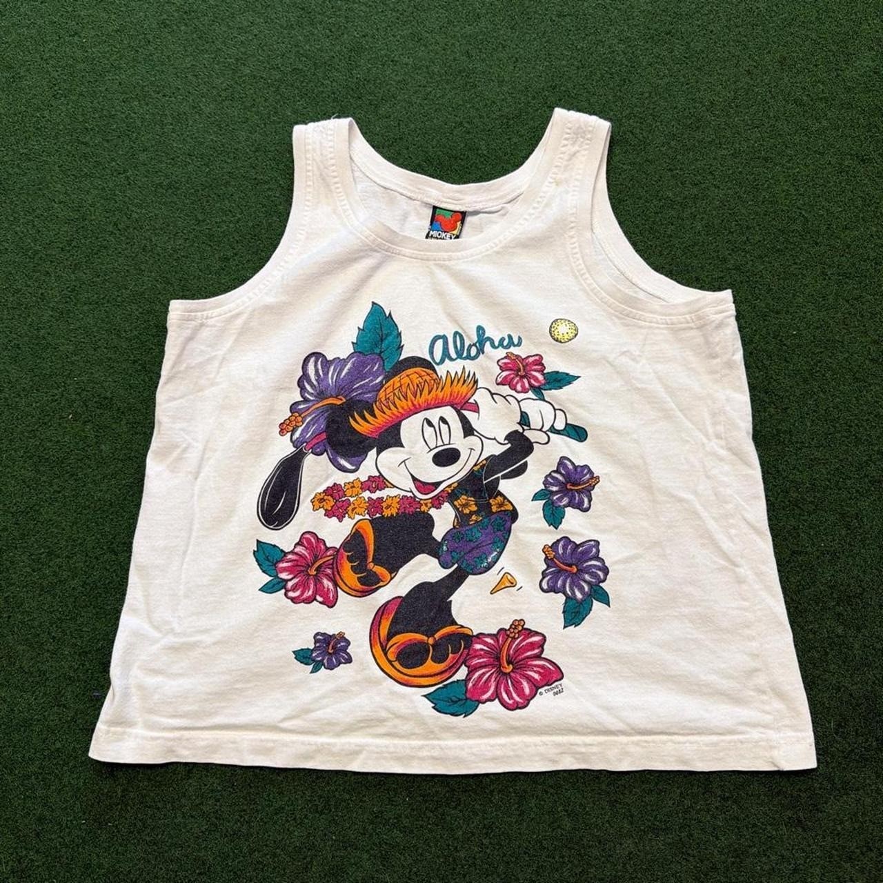 Vintage 1990s Mickey Mouse mickey unlimited aloha Hawaiian summer tank top gallery