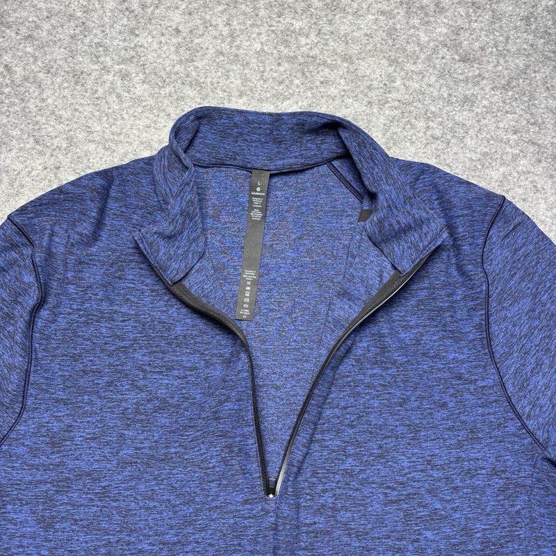 Lululemon Surge Warm 1/2 Zip Mens Large Heather Blue Pullover Stretch Athletic gallery