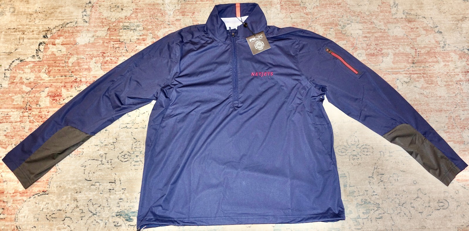 RLX Ralph Lauren NETJETS Golf 1/4 Zip Carryover Navy Mens Shirt Size: XL. NEW gallery