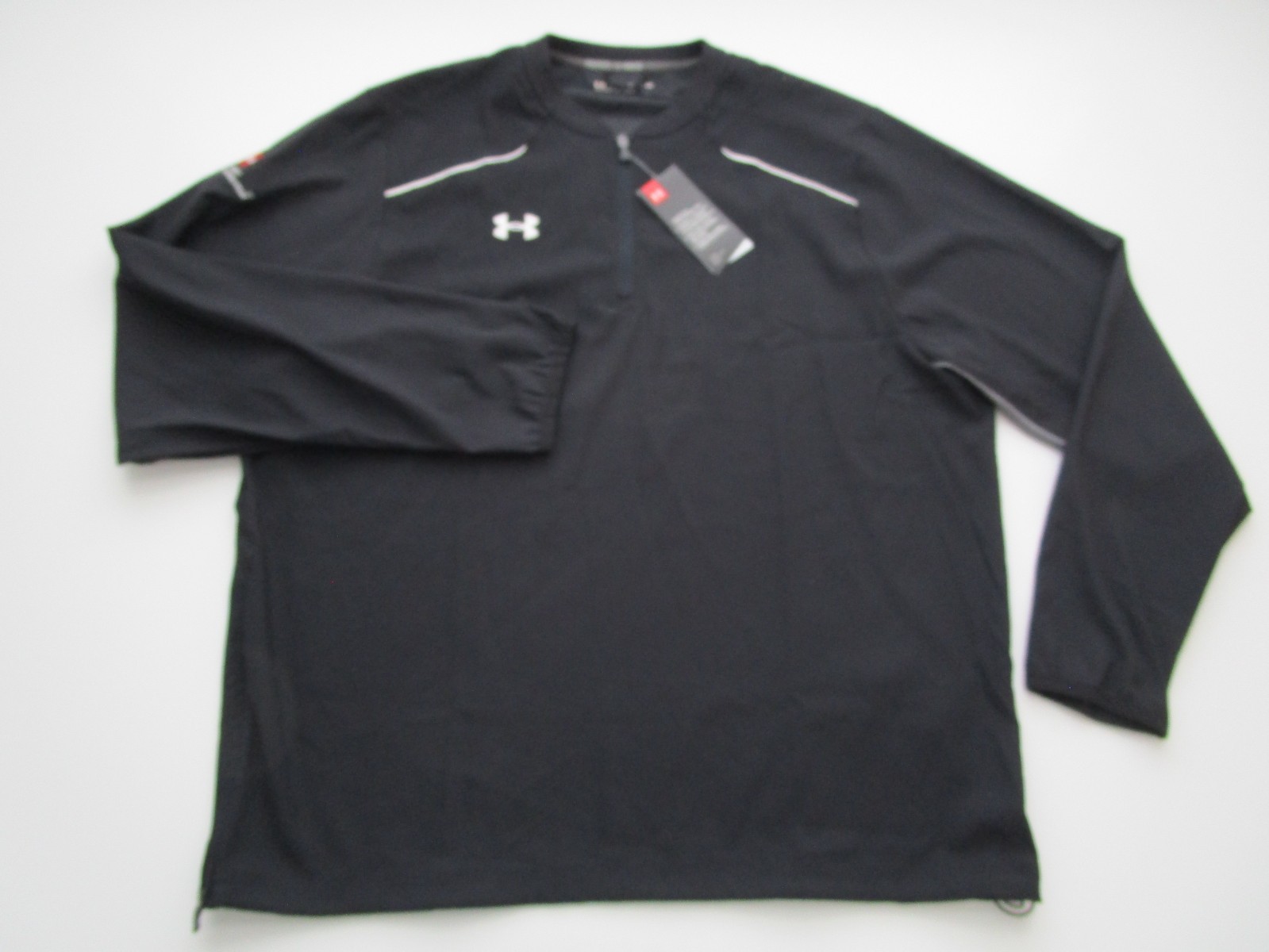 Mens XL Under Armour Windshirt Long Sleeve 1/4 zip pullover black gallery