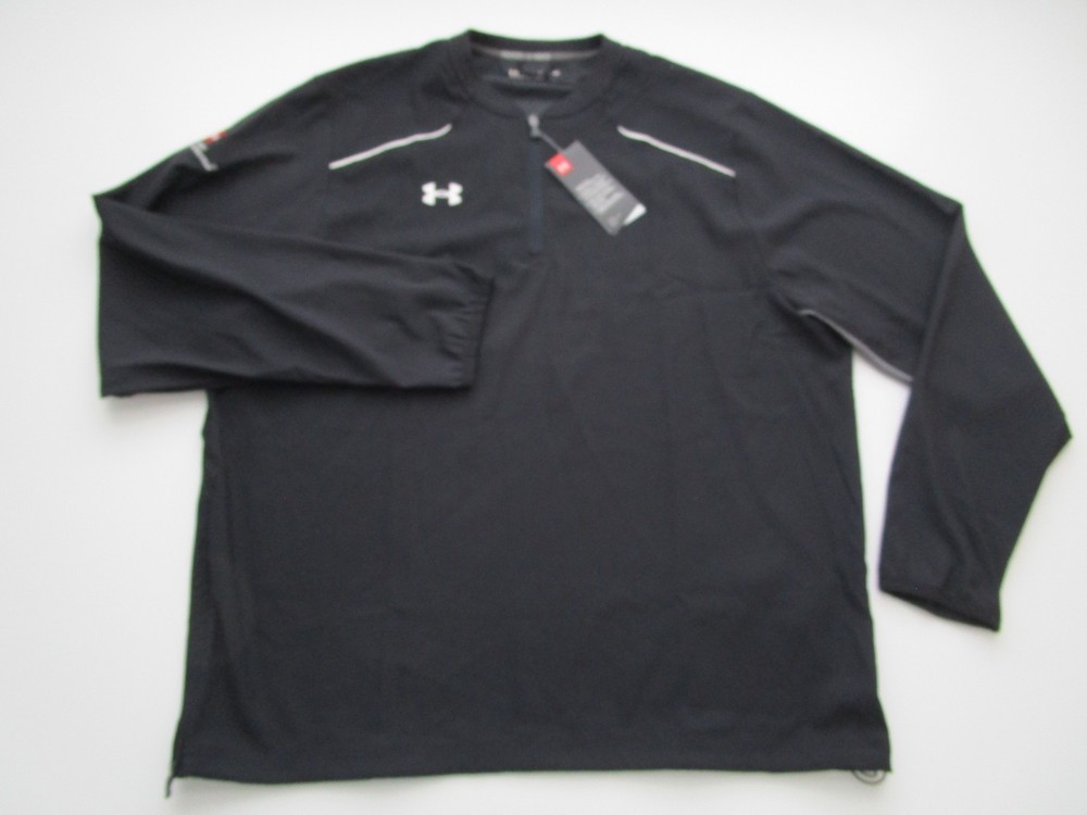 Mens XL Under Armour Windshirt Long Sleeve 1/4 zip pullover black