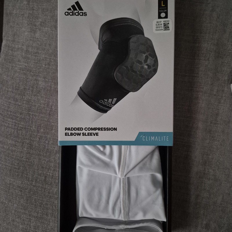 Adidas Padded Compression Elbow Sleeve Size S/ L/ XL Color White gallery