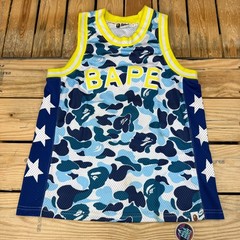 BAPE ABC Camo Basketball Tank Top Mens M Blue Mesh Jersey Preowned