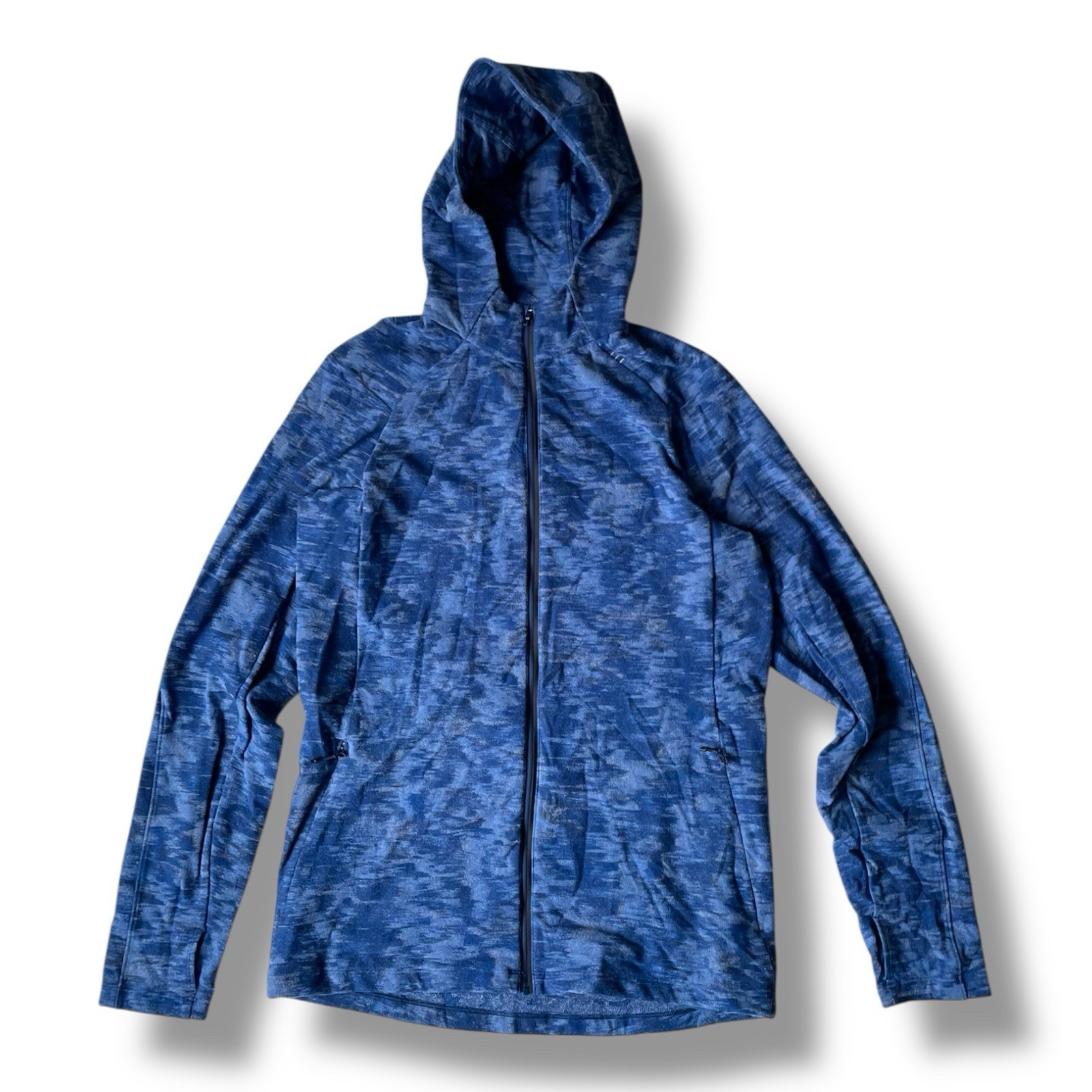 Lululemon Surge Warm Full-Zip Data Rush Mini Jacquard Chambray Blue Size Small gallery
