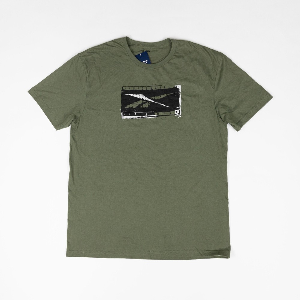 Reebok Men All-Cotton Logo T-Shirt Army Green Size S