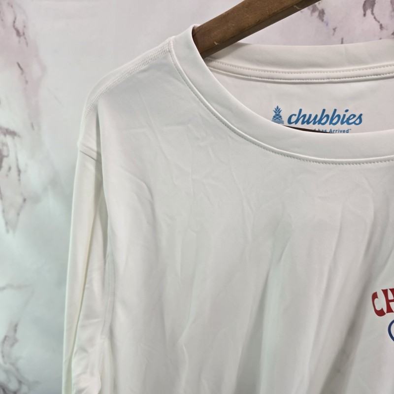 Chubbies Shirt Mens Medium Sun White Ride Wave Skies Out Pullover Rash Guard gallery
