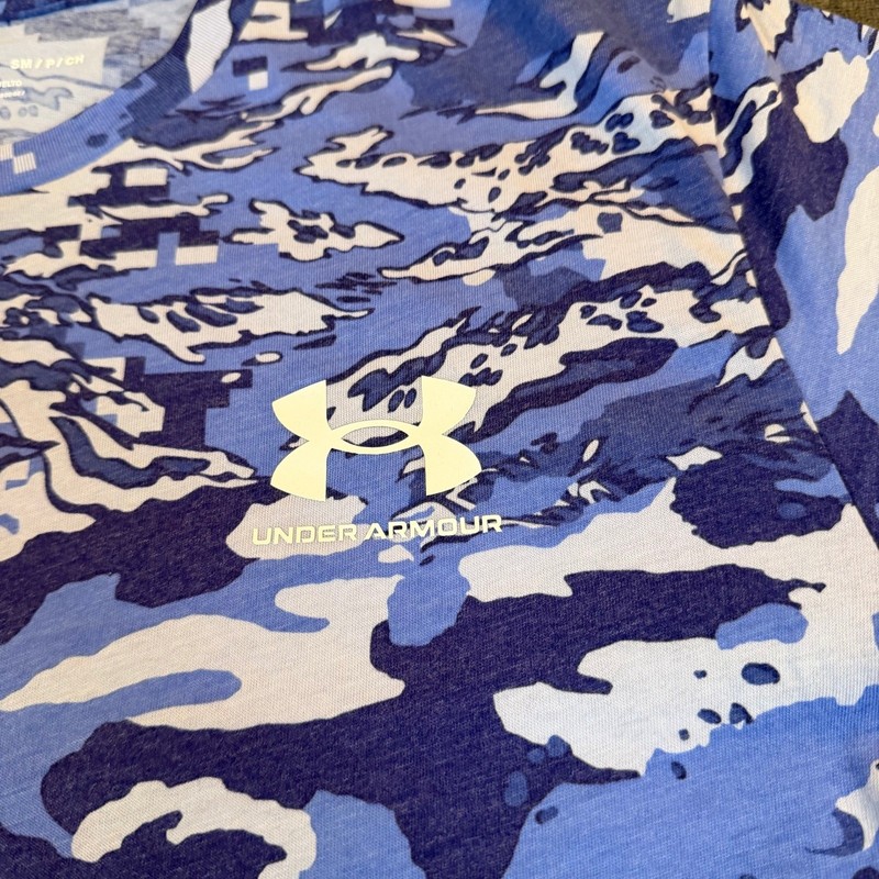 Under Armour Mens Small Blue Digital Camo Tiger Stripe Loose Fit T-Shirt SM gallery