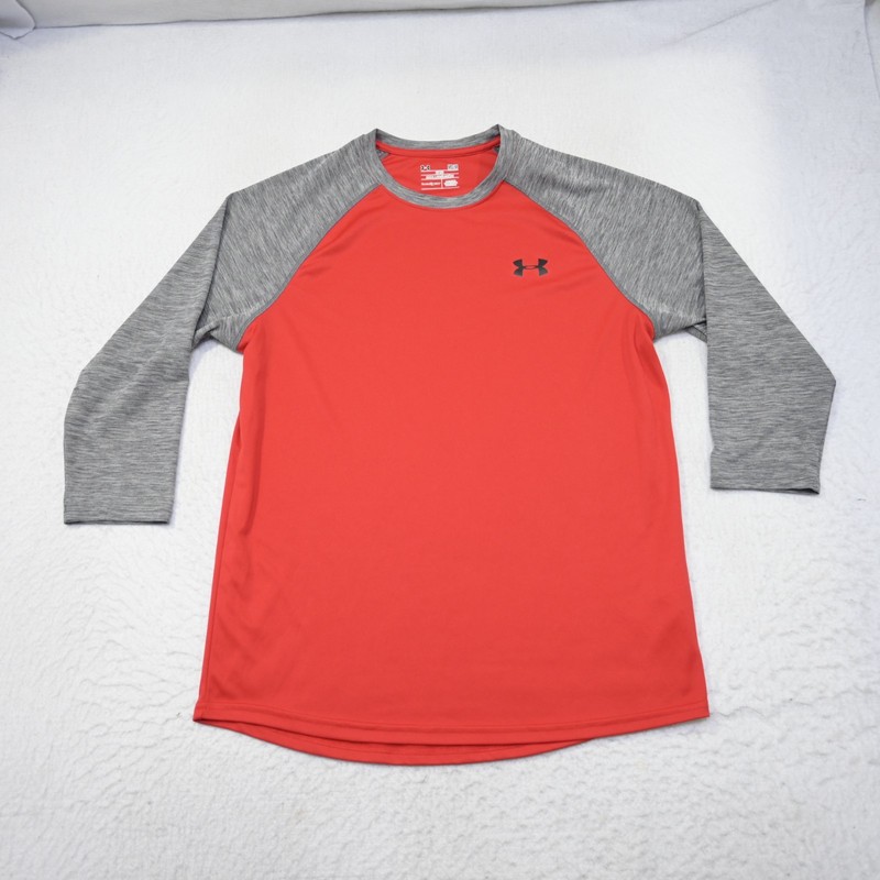 Under Armour Gym Shirt 3/4 Sleeve Red HeatGear Fitted Mens Size Medium gallery