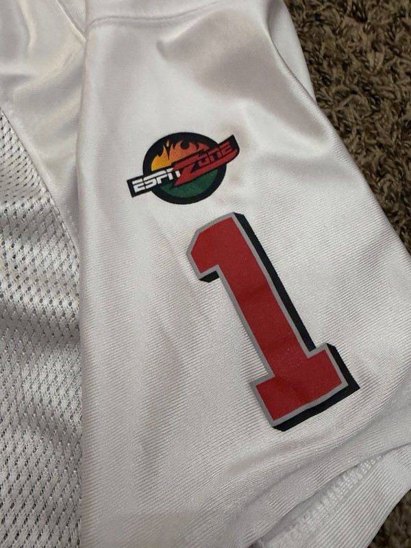 ESPN Jersey White Number 1 Mesh Football Zone Sports Y2K Mens Size Large gallery