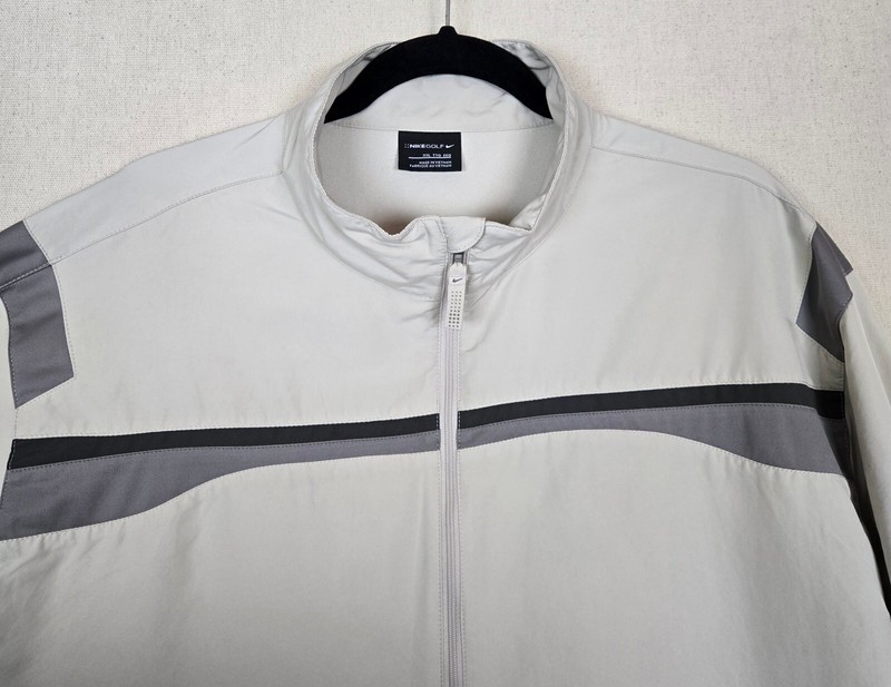 NIKE GOLF Mens Beige & Gray Poly 1/4 Zip Pullover Top Light Jacket size 2XL gallery