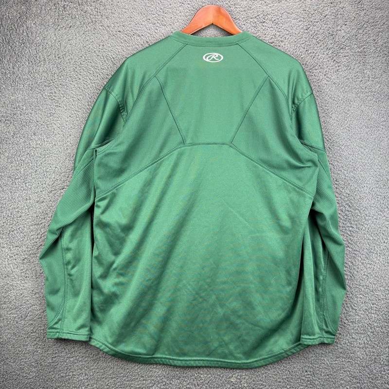 Rawlings Mens Large Green Long Sleeve Performance Baseball Training Shirt L gallery
