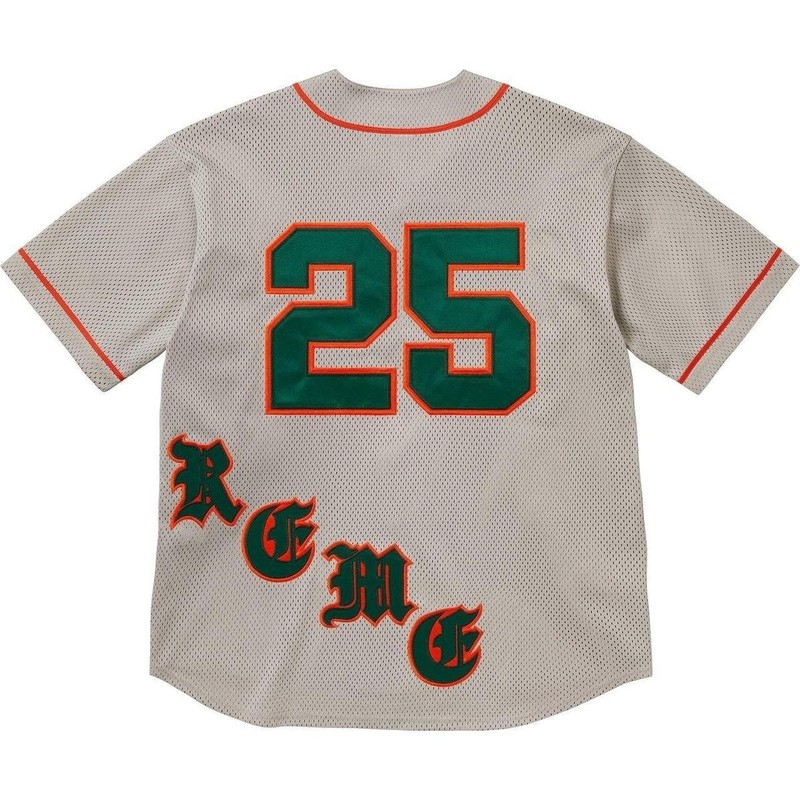 New Supreme Old English Baseball Jersey Gray/Green/Orange SS25 - Medium gallery