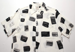 VTG BODEGA ~BEEP BEEP~ RAYON BUTTON SHIRT L aloha/pager/beeper/pagenet/skytel/nb