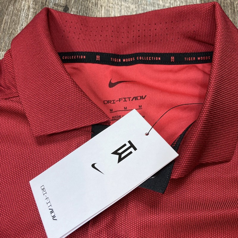 Nike Golf Tiger Woods ADV Style Polo DA2995 687 Sunday Red Black Sz M Rare! gallery