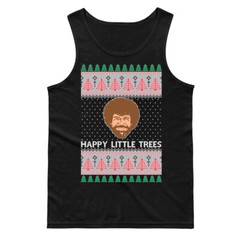 🔥 Happy Little Trees Men’s Tank Top Forests Gift Funny Christmas Holiday