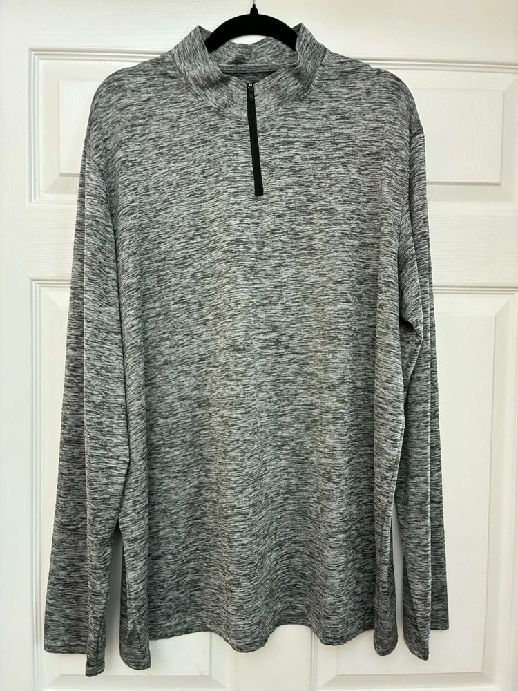 Real Essentials 1/4 Zip Pullover XL Gray Athletic Performance Shirt Mens