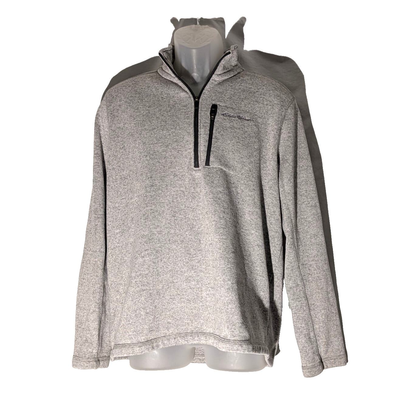 Eddie Bauer 1/4 Zip Pullover Fleece Sweater Mens L Heather Gray Hiking Layer Top gallery