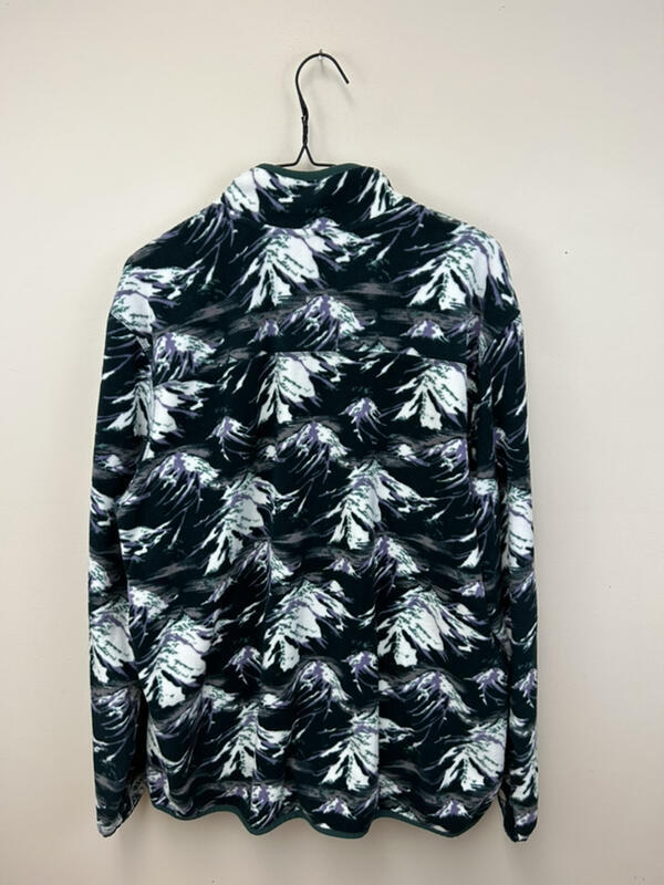 Eddie Bauer XL Quest Fleece Snap Mock Neck Pullover Top Green Snowy Mountain gallery