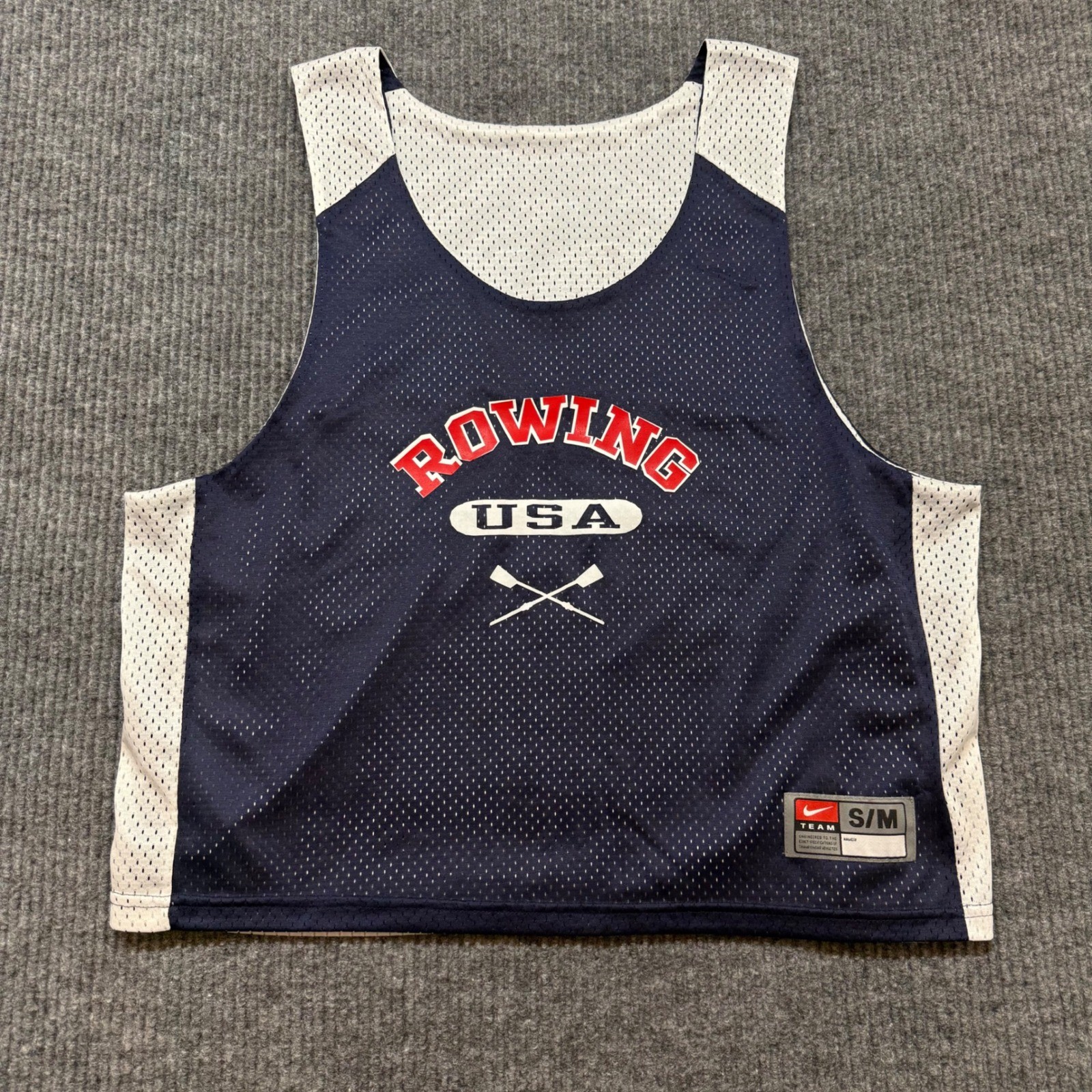 Vintage Nike Team USA Rowing Pinnie Jersey Strack Reversible Mesh Adult S/M gallery