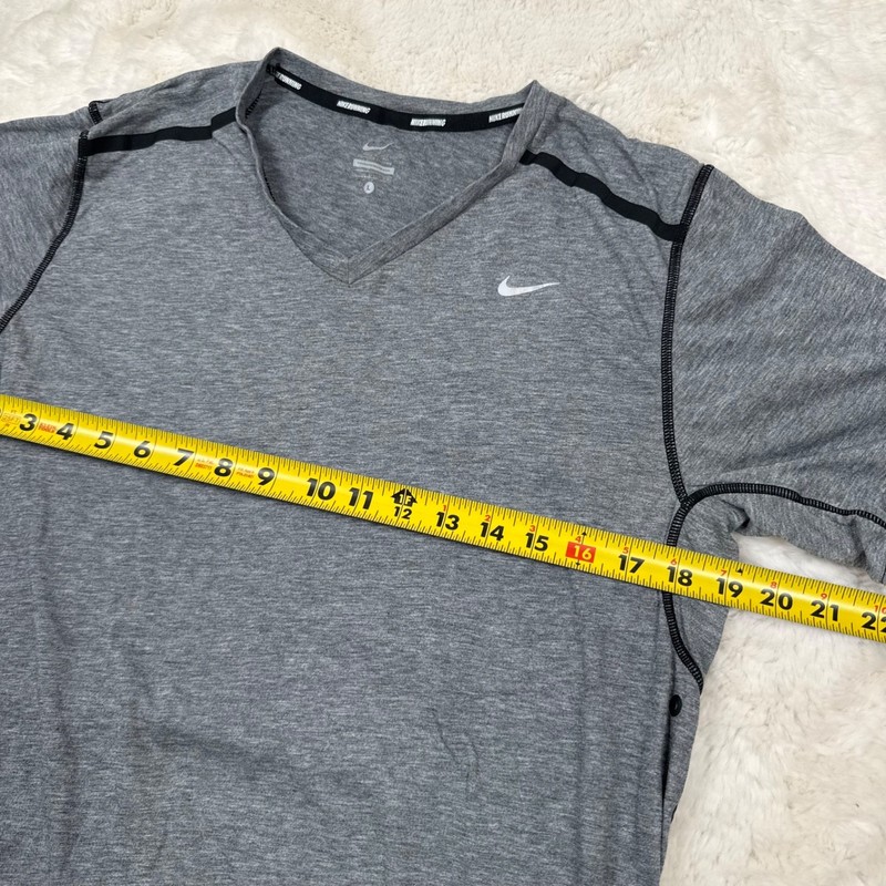 Nike Running Dri-FIT Shirt Men Large Gray V-Neck Zipper Key Pocket Cotton Blend gallery