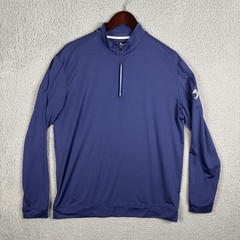 Johnnie-O Pullover Mens Large Blue 1/4 Zip Stretch Mock Neck Golf Shirt