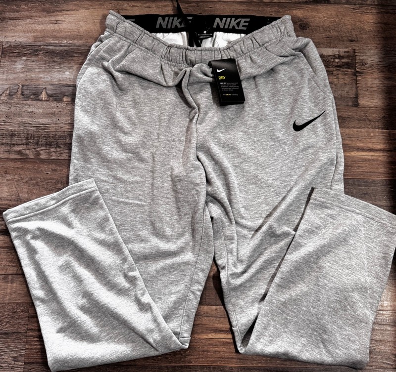 NWT Mens Nike XL Gray/Black Embroidered Dri-Fit Knit Athletic Pants XL $55 gallery
