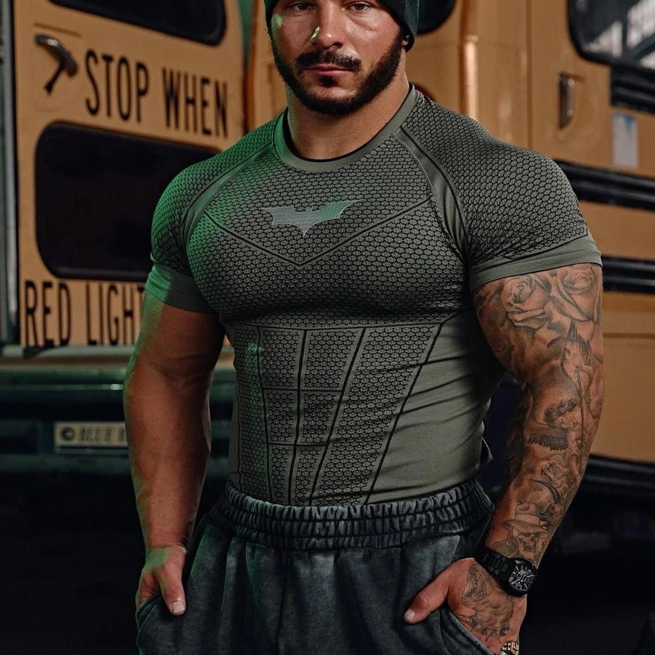YOUNGLA BATMAN COMPRESSION TEE - DARK GREEN- XXL - “Authentic” gallery