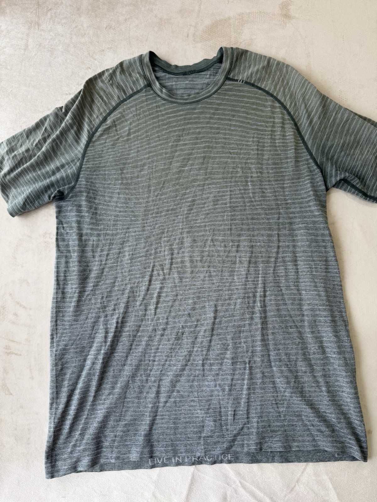 Lululemon Metal Vent Tech Performance Shirt Striped Top U3 Gray Ombre Men's Sz L gallery
