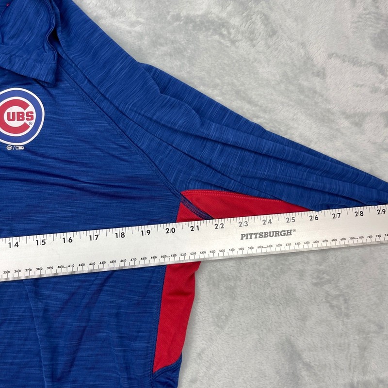 47 Brand Chicago Cubs Quarter Zip Pullover Athletic Shirt Men's Medium Blue Red gallery