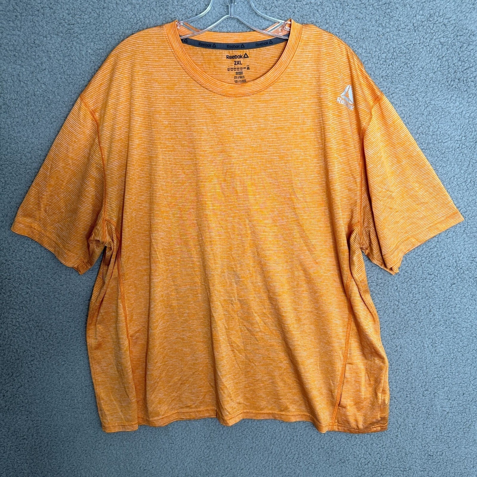 Reebok Speedwick T Shirt Mens 2XL Orange Stripe Athletic Running Workout Tee gallery